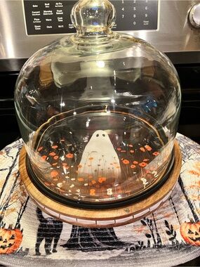 Cake Stand w/Ghost Platter & Glass Dome Lid
